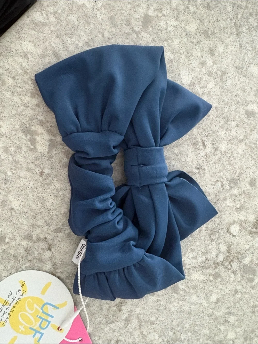 NWT RuffleButts Navy Swim Bow Headband One Size UPF 50+